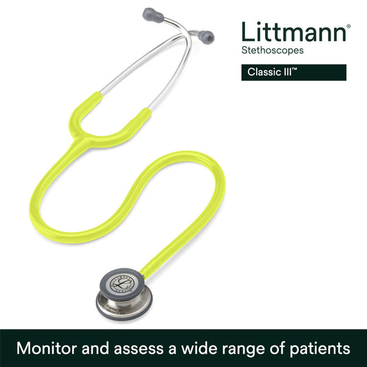 Estetoscopio Littmann Classic III, 5839, Tubo verde limón, Acabado tubo estandar, Campana acero inoxidable