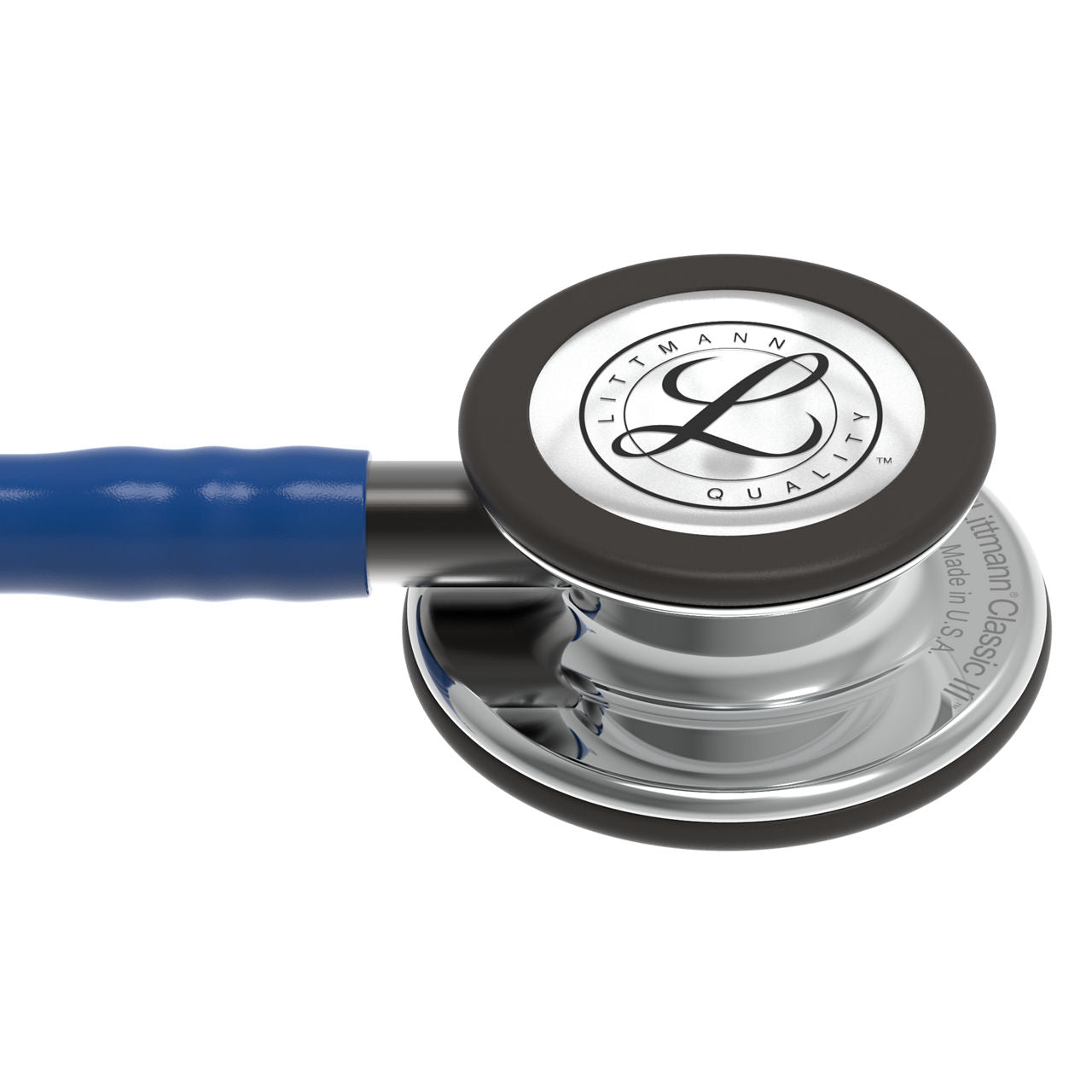 Estetoscopio Littmann Classic III, 5863, Tubo azul marino, Acabado tubo estandar, Campana espejo, Vástago ahumado
