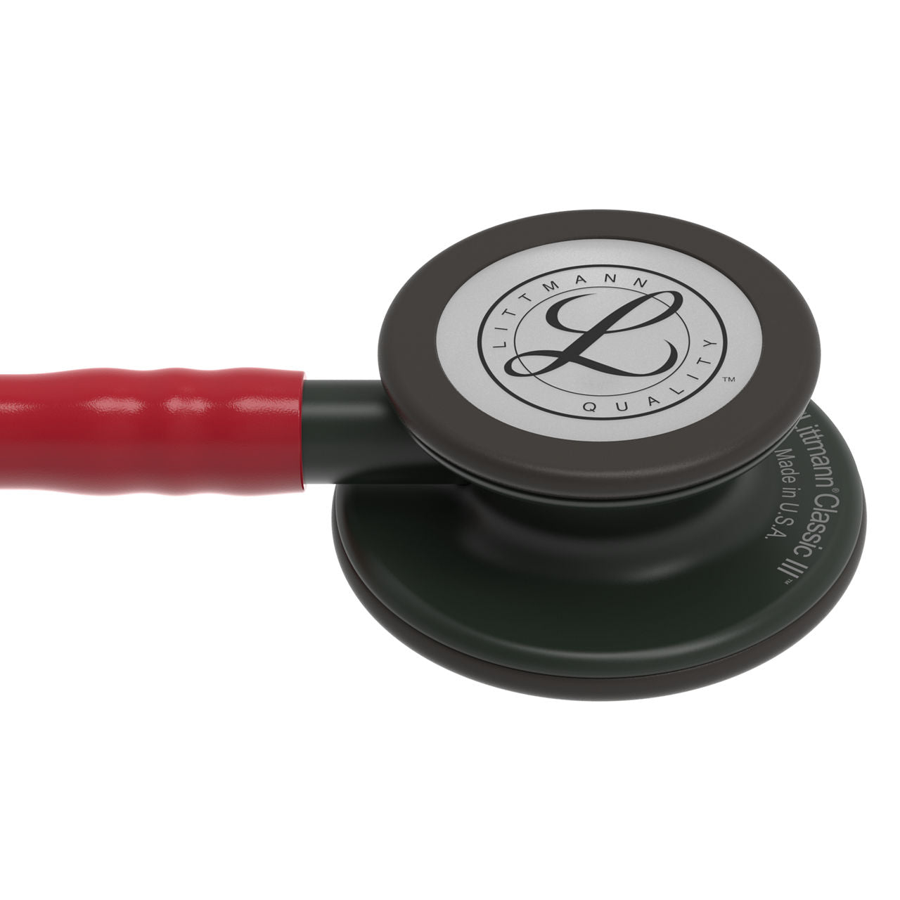 Estetoscopio Littmann Classic III, 5868, Tubo borgoña, Acabado tubo estandar, Campana negro mate