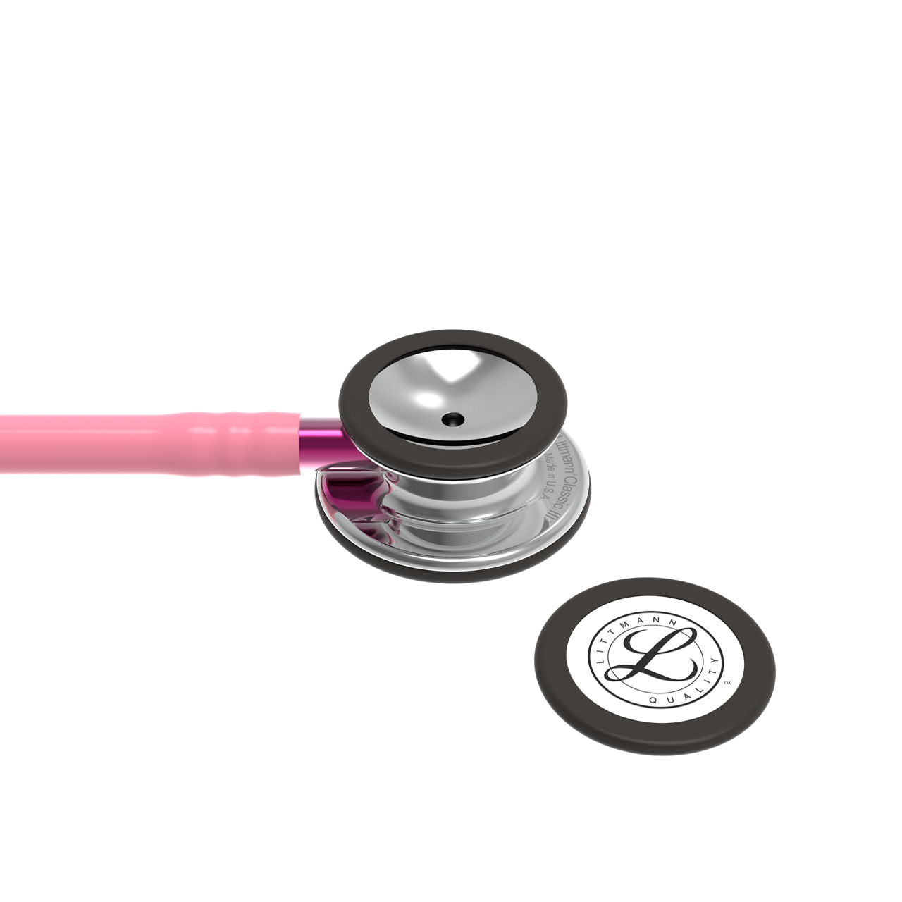Estetoscopio Littmann Classic III, 5962, Tubo rosa perla, Acabado tubo estandar, Campana espejo, Vástago rosa, Auriculares ahumado