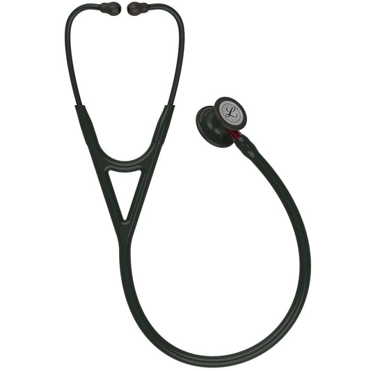 Estetoscopio Littmann Cardiology IV, 6200, Tubo negro, Acabado tubo estandar, Campana negro mate, Vástago rojo
