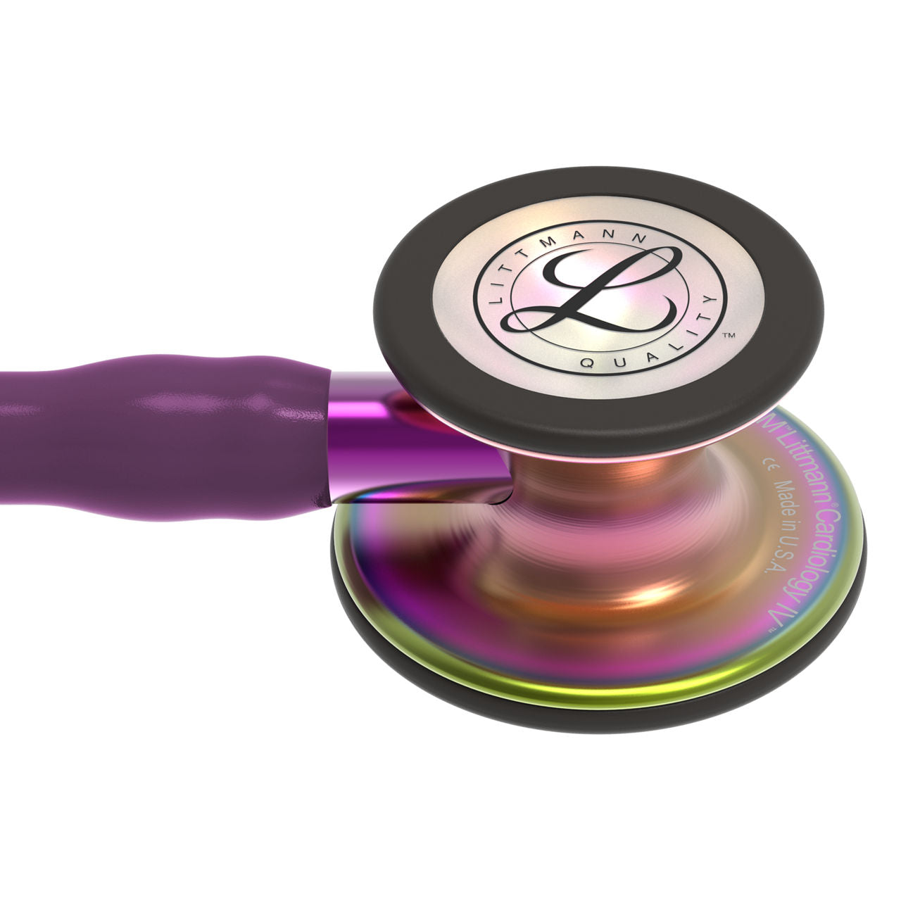 Estetoscopio Littmann Cardiology IV, 6205, Tubo ciruela, Acabado tubo estandar, Campana arcoiris, Vástago violeta