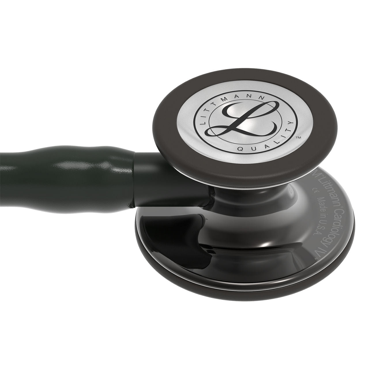 Estetoscopio Littmann Cardiology IV, 6232, Tubo negro, Acabado tubo estandar, Campana ahumado alto brillo, Vástago negro
