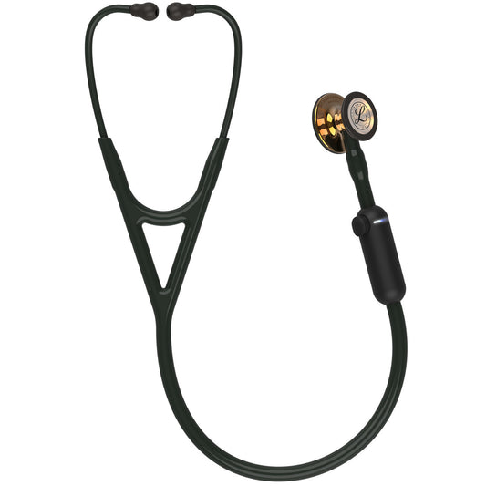 Estetoscopio Digital Littmann CORE, 8870, Tubo negro, Acabado tubo estandar, Campana cobre alto brillo