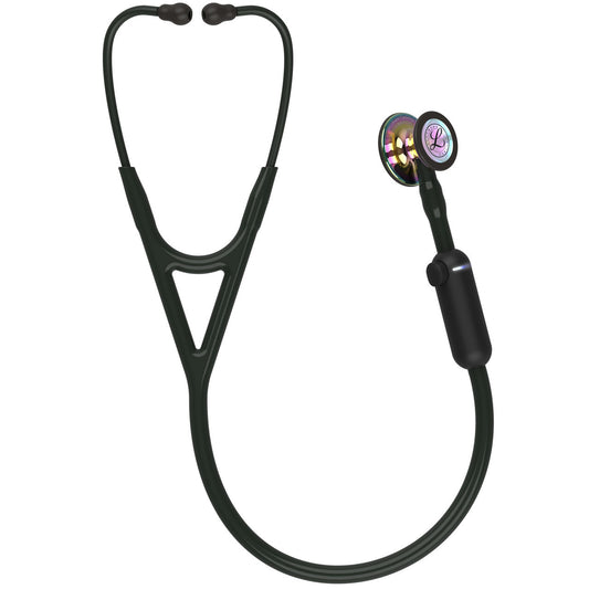 Estetoscopio Littmann CORE Digital, 8570, Tubo negro, Acabado tubo estandar, Campana arcoiris alto brillo