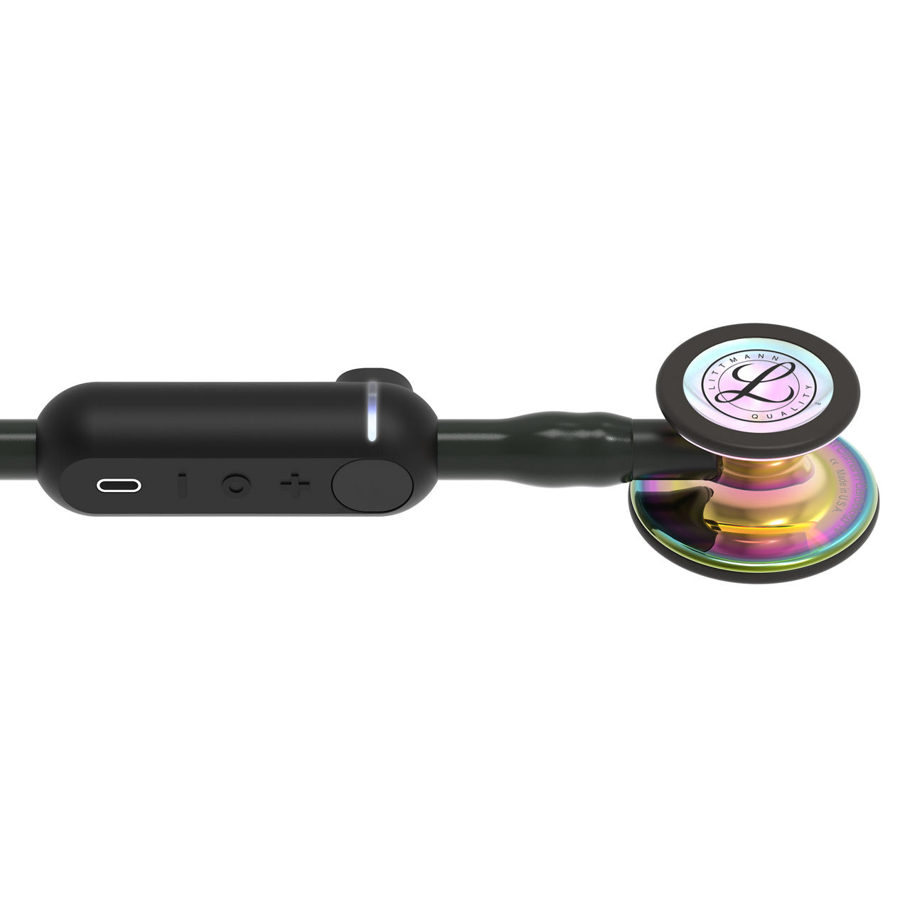 Estetoscopio Littmann CORE Digital, 8570, Tubo negro, Acabado tubo estandar, Campana arcoiris alto brillo