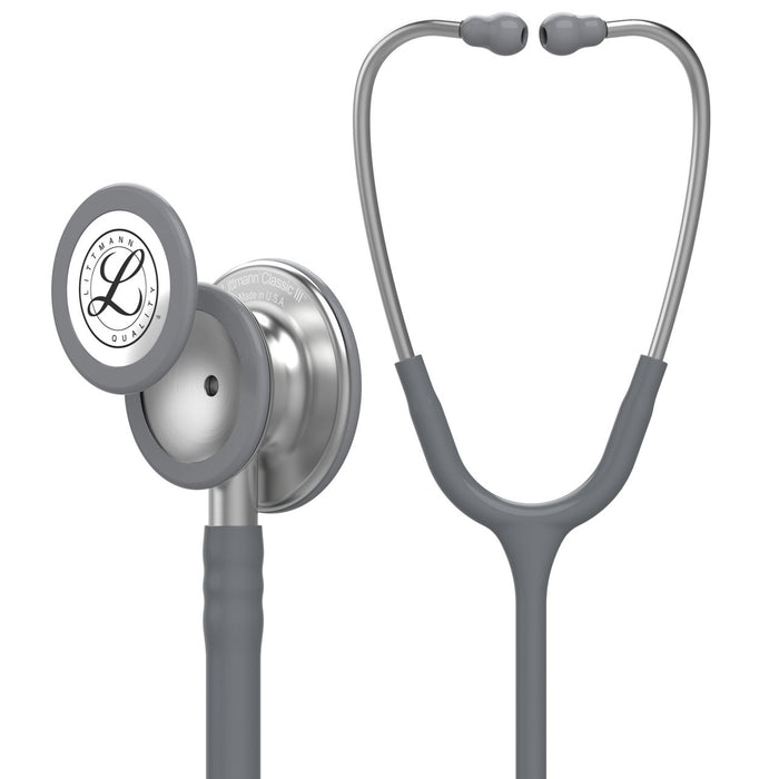 Estetoscopio Littmann Classic III, 5621, Tubo gris, Acabado tubo estandar, Campana acero inoxidable