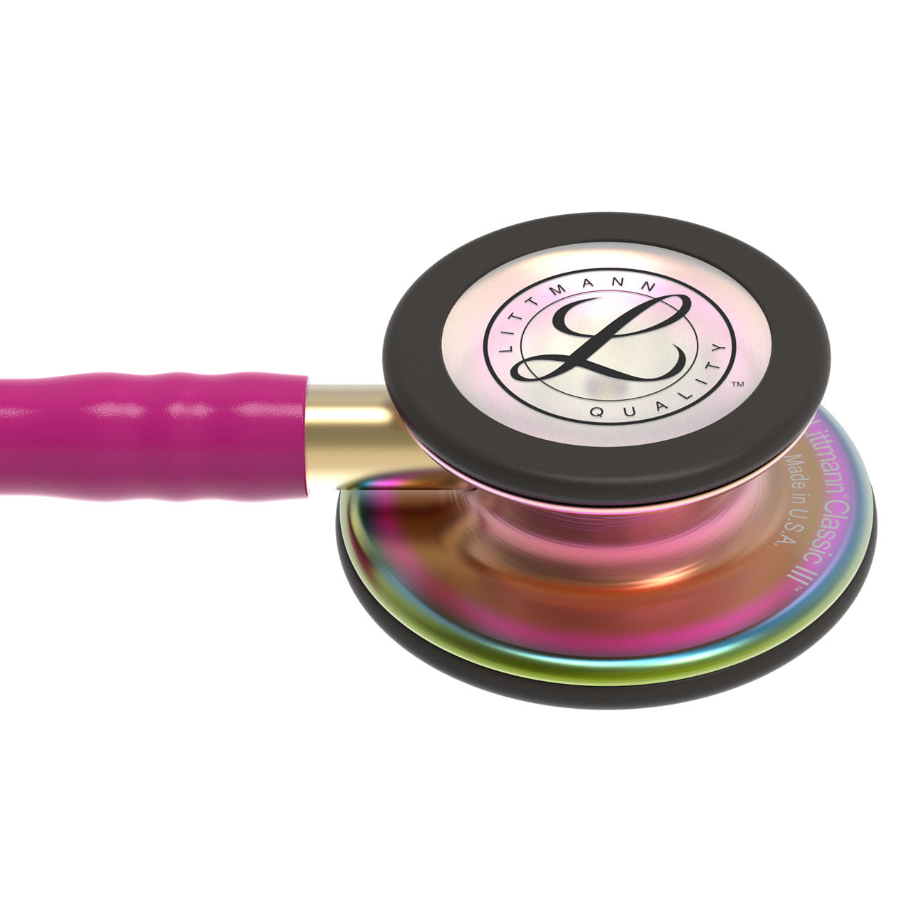 Estetoscopio Littmann Classic III, 5806, Tubo frambuesa, Acabado tubo estandar, Campana arcoiris