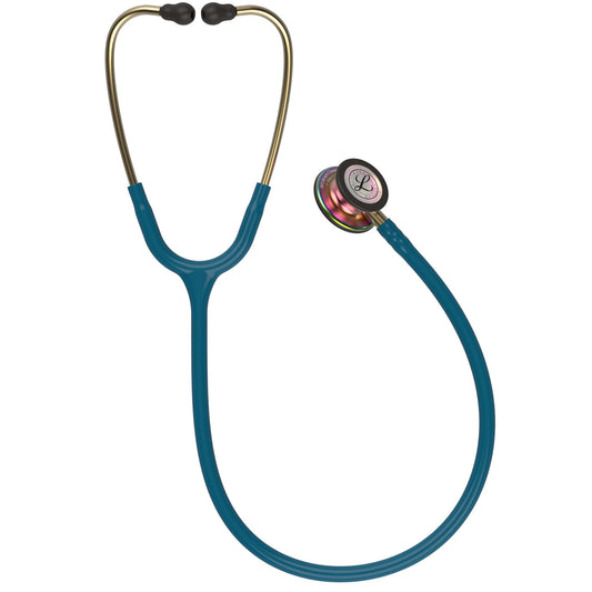 Littmann Classic III Stethoscope, 5807, Caribbean Blue Tube, Rainbow Finish