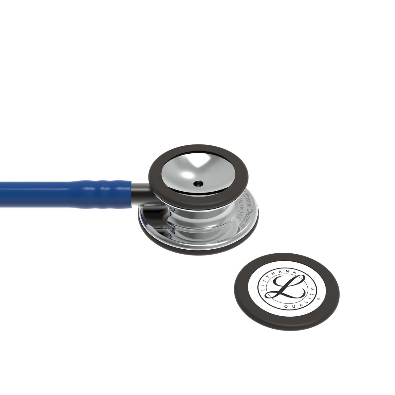 Estetoscopio Littmann Classic III, 5863, Tubo azul marino, Acabado tubo estandar, Campana espejo, Vástago ahumado
