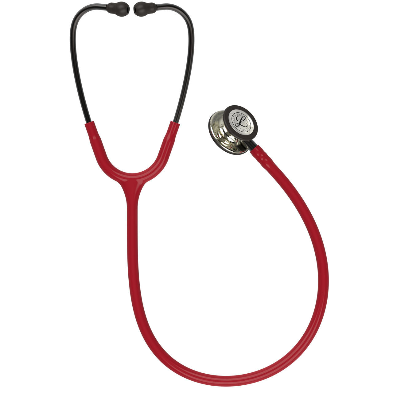Estetoscopio Littmann Classic III, 5864, Tubo borgoña, Acabado tubo estandar, Campana champaña alto brillo, Vástago ahumado