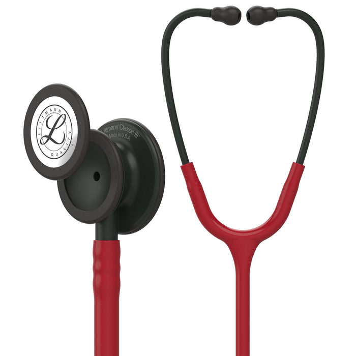 Estetoscopio Littmann Classic III, 5868, Tubo borgoña, Acabado tubo estandar, Campana negro mate