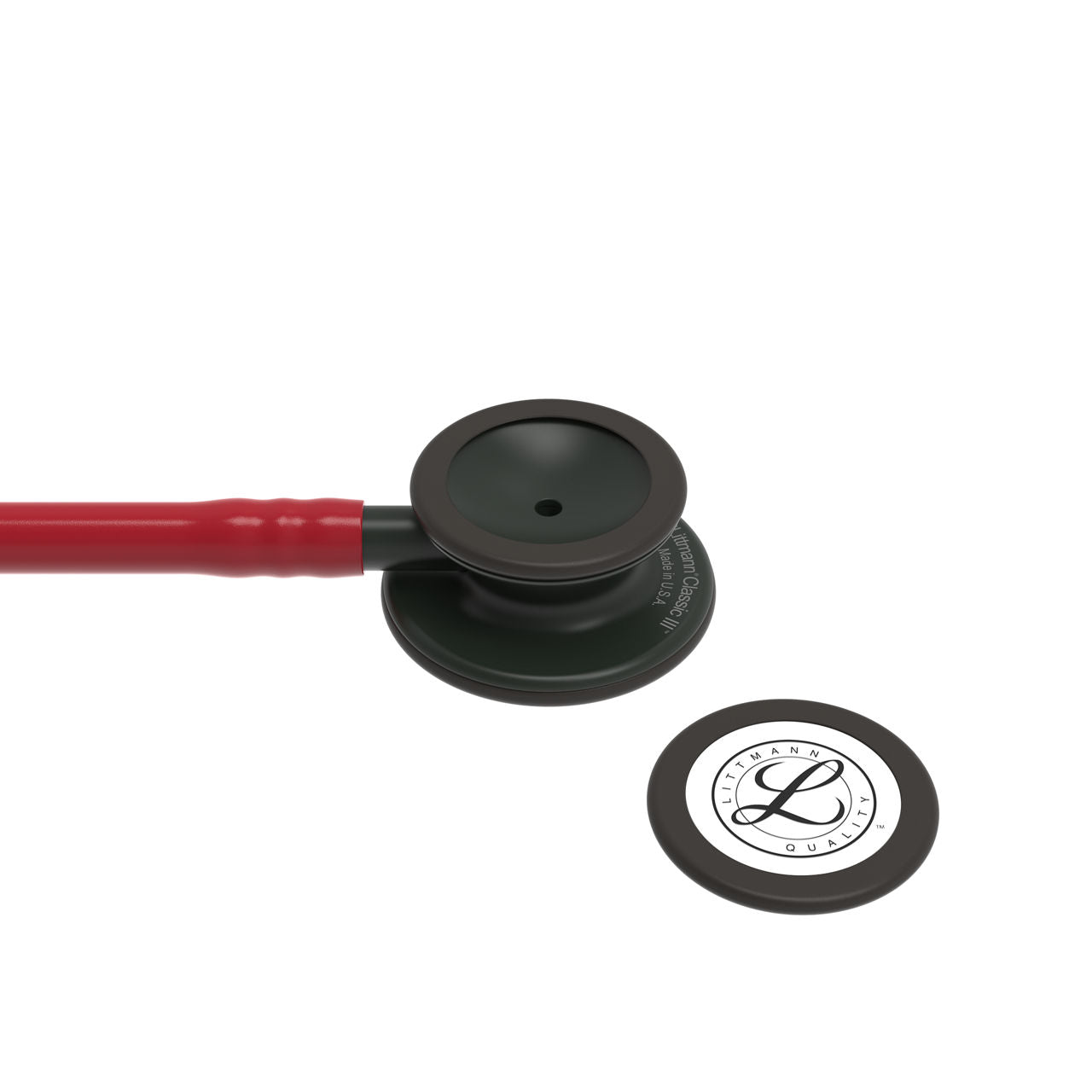 Estetoscopio Littmann Classic III, 5868, Tubo borgoña, Acabado tubo estandar, Campana negro mate