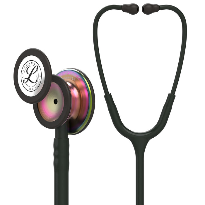 Estetoscopio Littmann Classic III, 5870, Tubo negro, Acabado tubo estandar, Campana arcoiris, Vástago negro