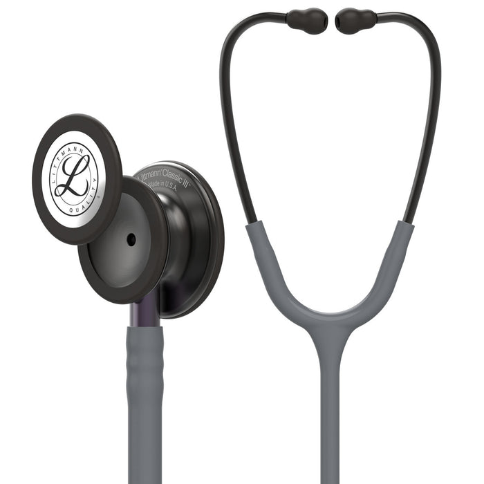Estetoscopio Littmann Classic III, 5873, Tubo gris, Acabado tubo estandar, Campana ahumado, Vástago gris violeta