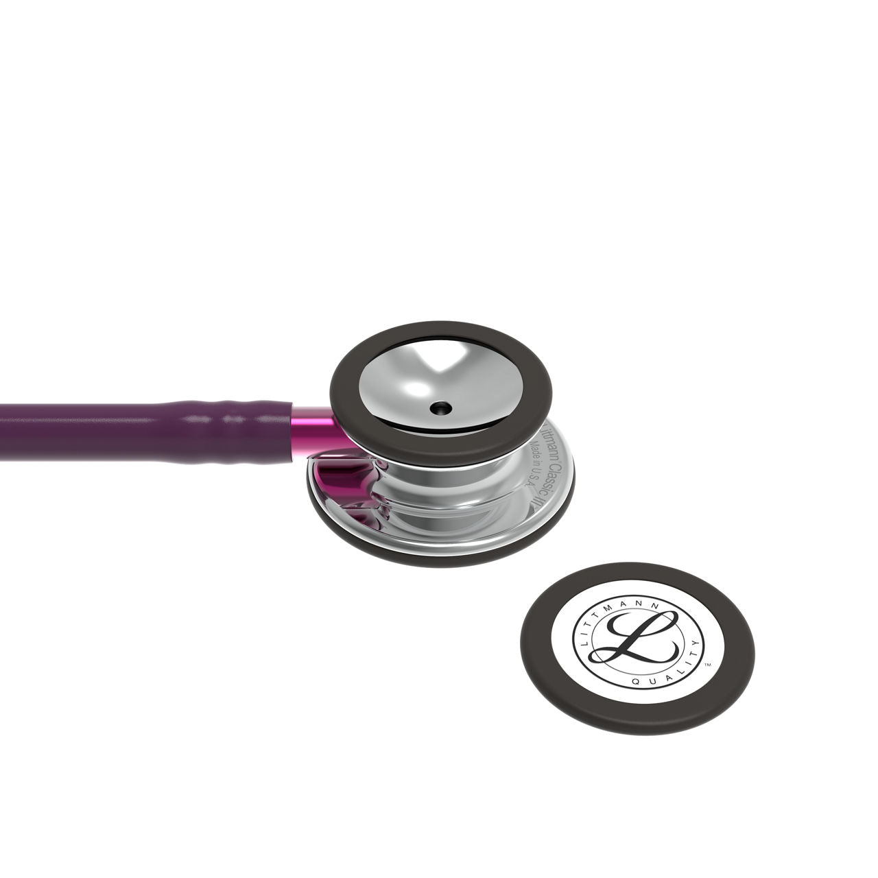 Estetoscopio Littmann Classic III, 5960, Tubo ciruela, Acabado tubo estandar, Campana espejo, Vástago rosa, Auriculares ahumado