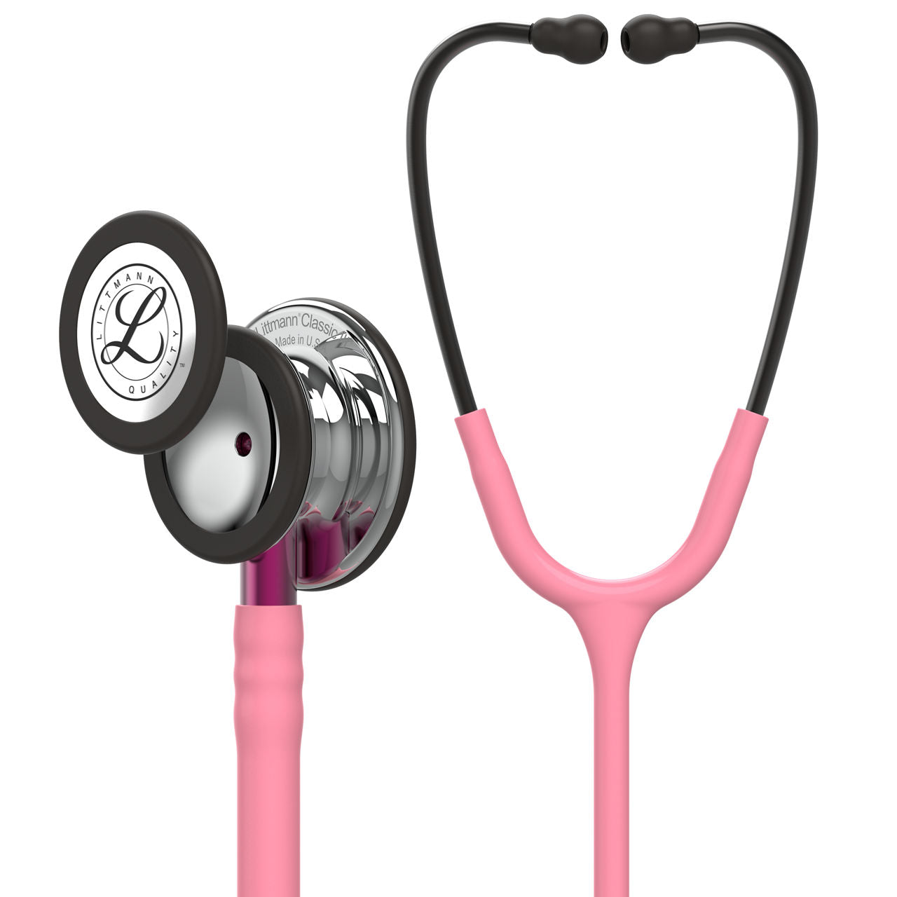 Estetoscopio Littmann Classic III, 5962, Tubo rosa perla, Acabado tubo estandar, Campana espejo, Vástago rosa, Auriculares ahumado
