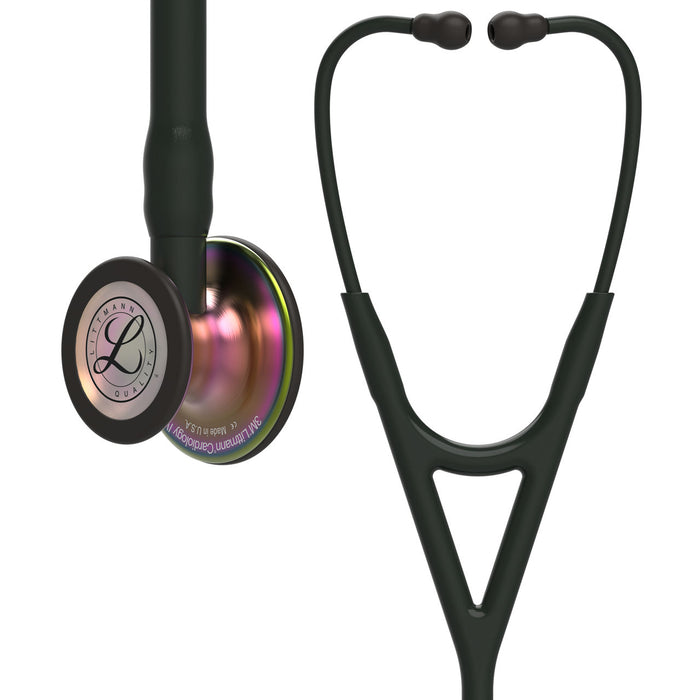 Estetoscopio Littmann Cardiology IV, 6165, Tubo negro, Acabado tubo estandar, Campana arcoiris, Vástago negro