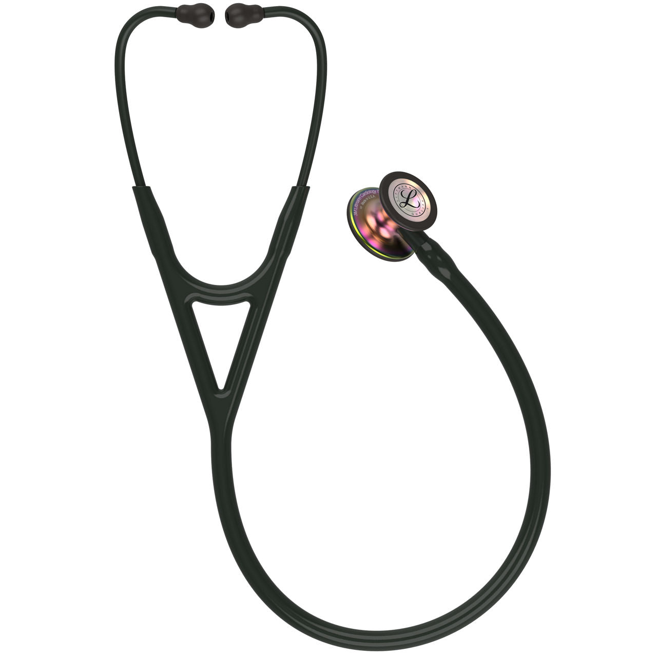Estetoscopio Littmann Cardiology IV, 6165, Tubo negro, Acabado tubo estandar, Campana arcoiris, Vástago negro