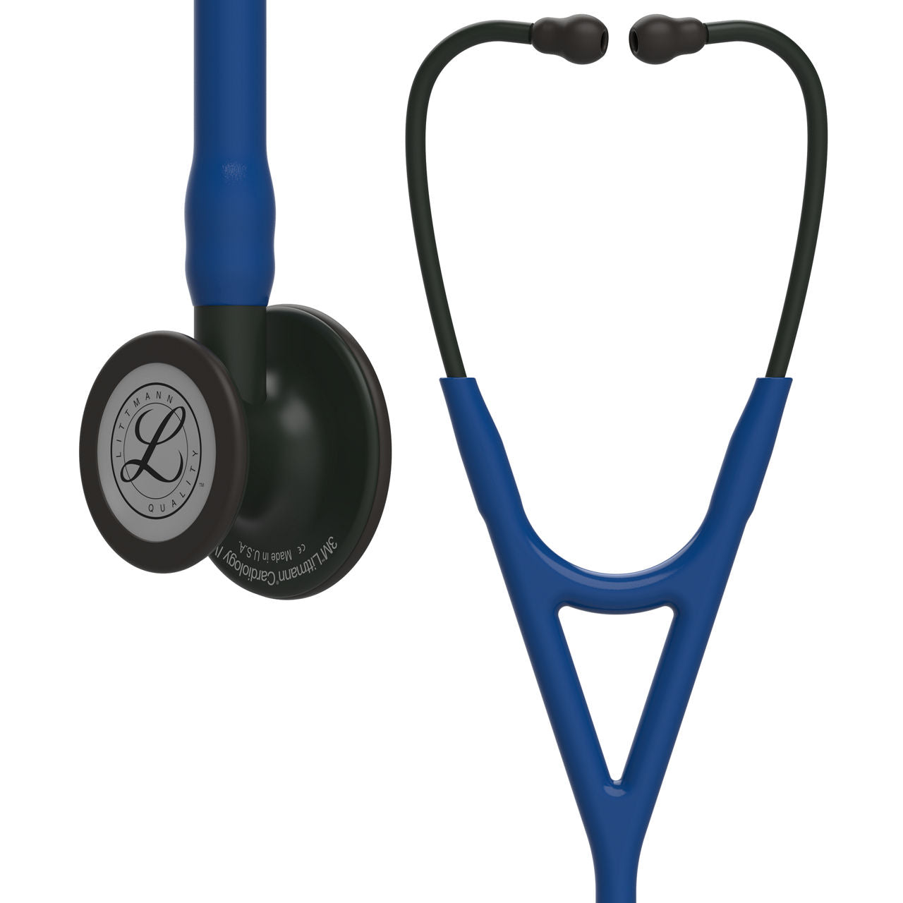 Estetoscopio Littmann Cardiology IV, 6168, Tubo azul marino, Acabado tubo estandar, Campana negro mate, Vástago negro