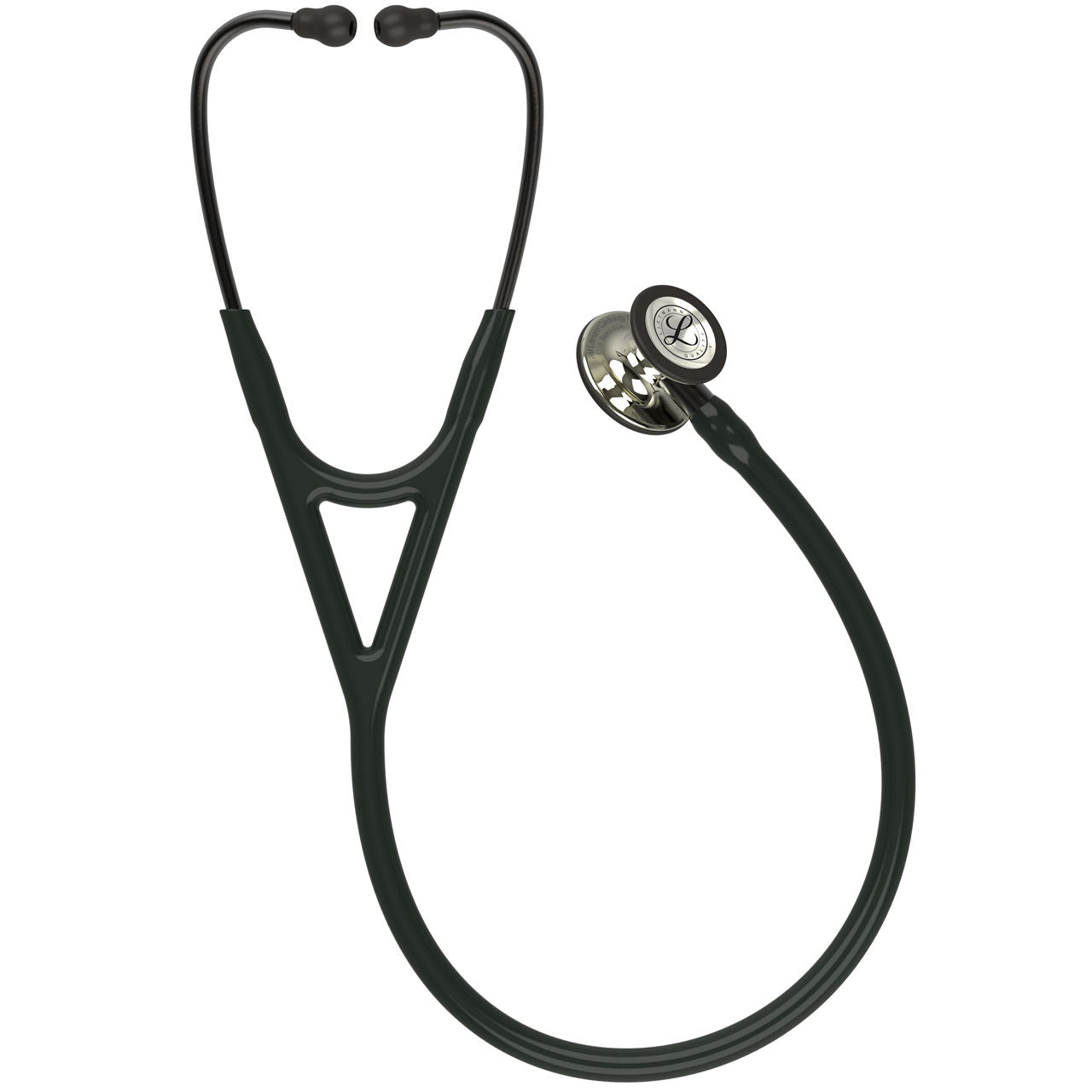 Estetoscopio Littmann Cardiology IV, 6179, Tubo negro, Acabado tubo estandar, Campana champaña alto brillo, Vástago ahumado