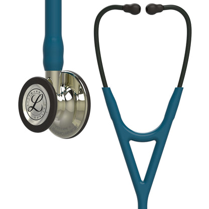 Estetoscopio Littmann Cardiology IV, 6190, Tubo azul caribe, Acabado tubo estandar, Campana champaña alto brillo