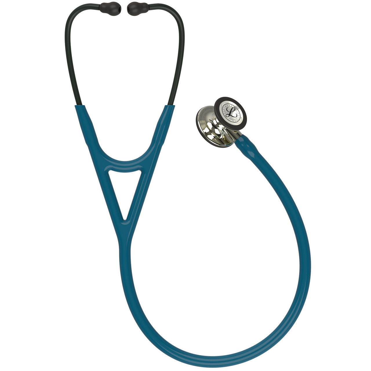 Estetoscopio Littmann Cardiology IV, 6190, Tubo azul caribe, Acabado tubo estandar, Campana champaña alto brillo
