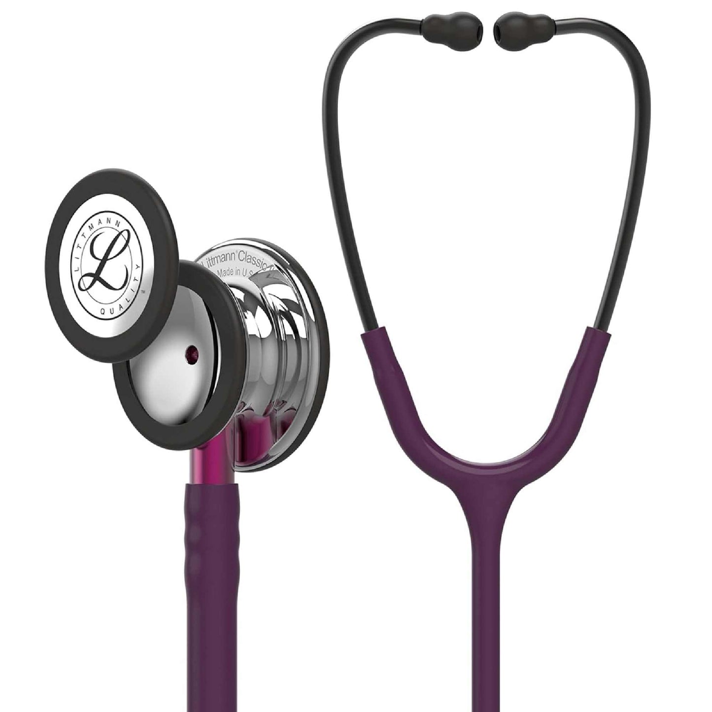 Estetoscopio Littmann Classic III, 5960, Tubo ciruela, Acabado tubo estandar, Campana espejo, Vástago rosa, Auriculares ahumado