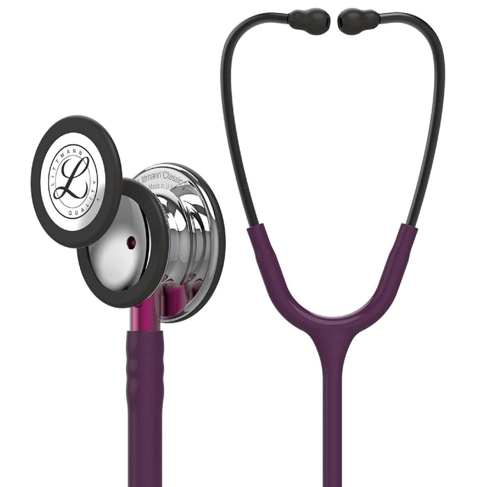 Estetoscopio Littmann Classic III, 5960, Tubo ciruela, Acabado tubo estandar, Campana espejo, Vástago rosa, Auriculares ahumado