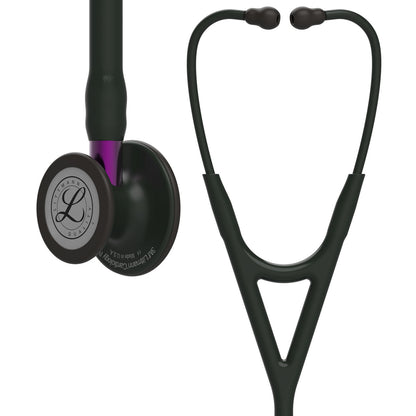 Estetoscopio Littmann Cardiology IV, 6203, Tubo negro, Acabado tubo estandar, Campana negro mate, Vástago violeta