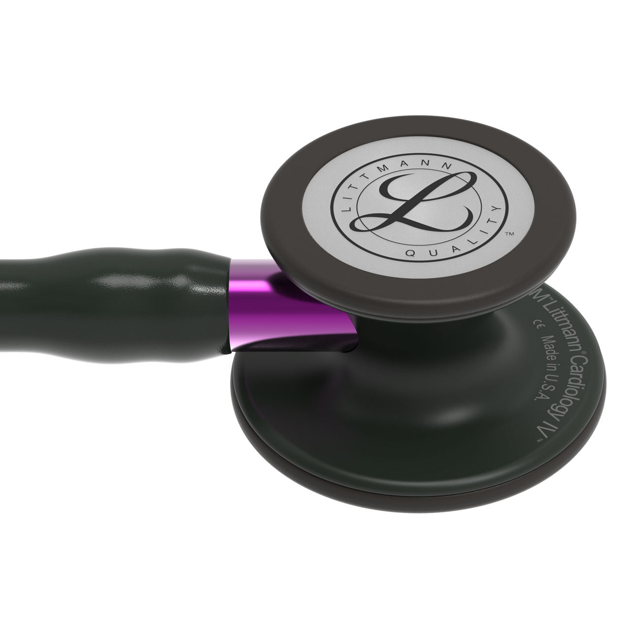 Estetoscopio Littmann Cardiology IV, 6203, Tubo negro, Acabado tubo estandar, Campana negro mate, Vástago violeta