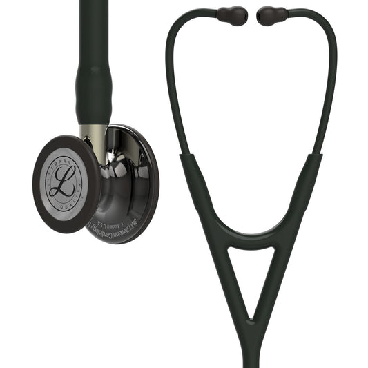 Estetoscopio Littmann Cardiology IV, 6204, Tubo negro, Acabado tubo estandar, Campana ahumado alto brillo, Vástago champaña