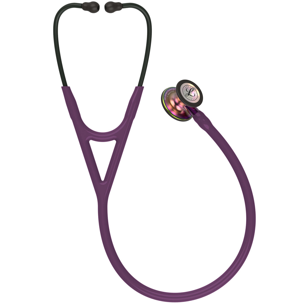 Estetoscopio Littmann Cardiology IV, 6205, Tubo ciruela, Acabado tubo estandar, Campana arcoiris, Vástago violeta