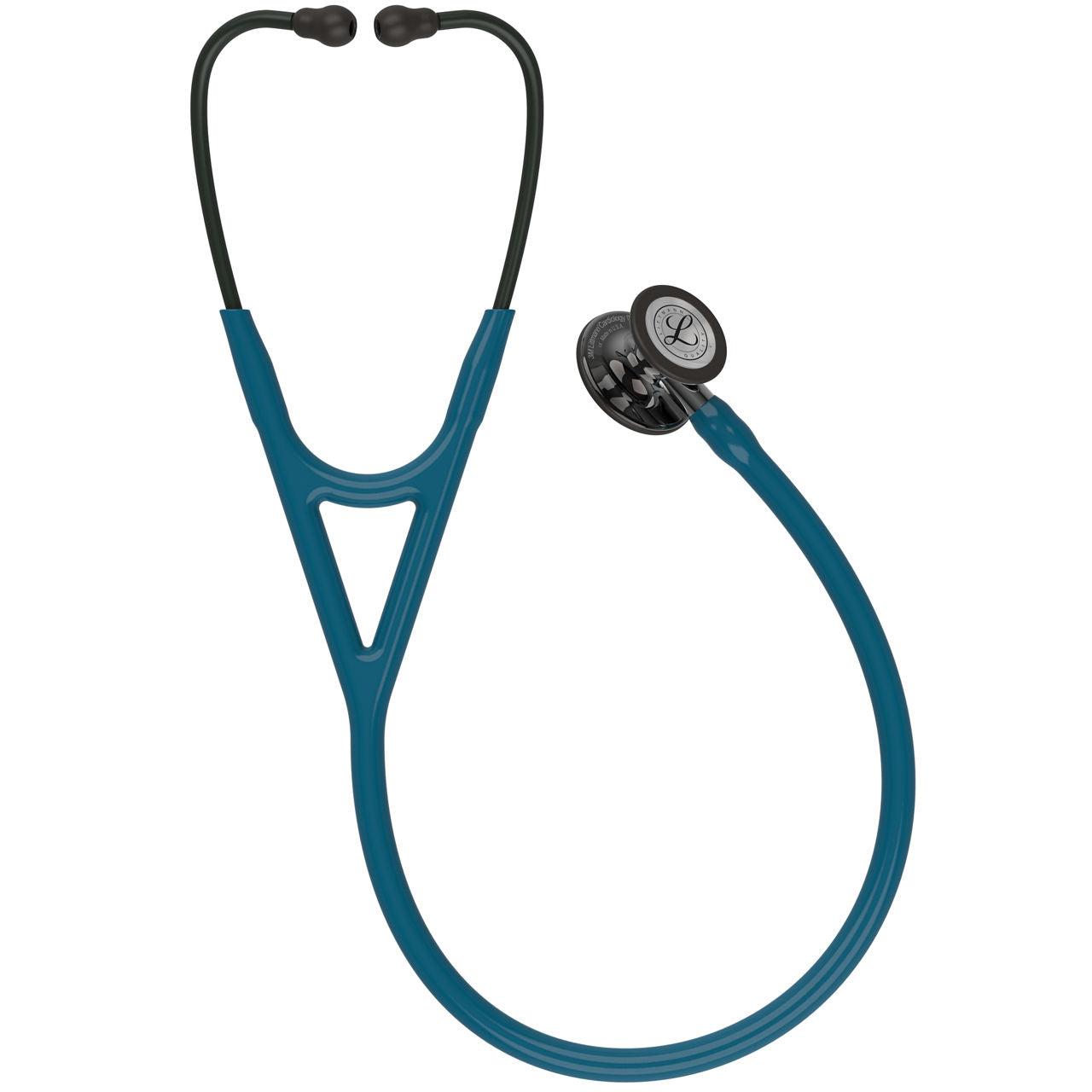 Estetoscopio Littmann Cardiology IV, 6234, Tubo azul caribe, Acabado tubo estandar, Campana ahumado alto brillo, Vástago espejo