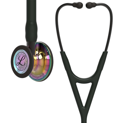 Estetoscopio Littmann Cardiology IV, 6240, Tubo negro, Acabado tubo estandar, Campana arcoiris alto brillo, Vástago ahumado