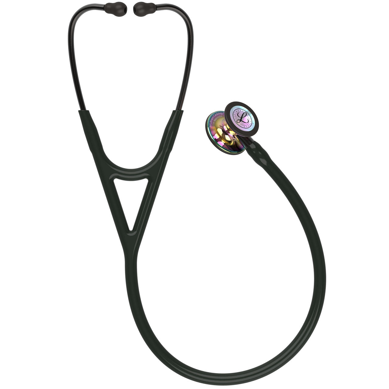 Estetoscopio Littmann Cardiology IV, 6240, Tubo negro, Acabado tubo estandar, Campana arcoiris alto brillo, Vástago ahumado