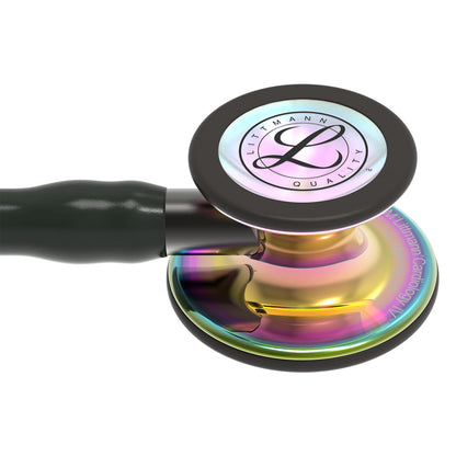 Estetoscopio Littmann Cardiology IV, 6240, Tubo negro, Acabado tubo estandar, Campana arcoiris alto brillo, Vástago ahumado