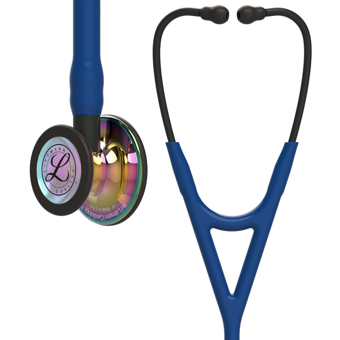 Estetoscopio Littmann Cardiology IV, 6242, Tubo azul marino, Acabado tubo estandar, Campana arcoiris alto brillo, Vástago negro