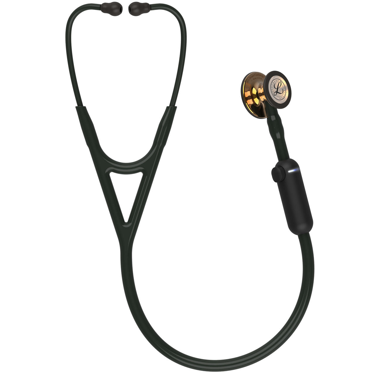 Estetoscopio Digital Littmann CORE, 8870, Tubo negro, Acabado tubo estandar, Campana cobre alto brillo