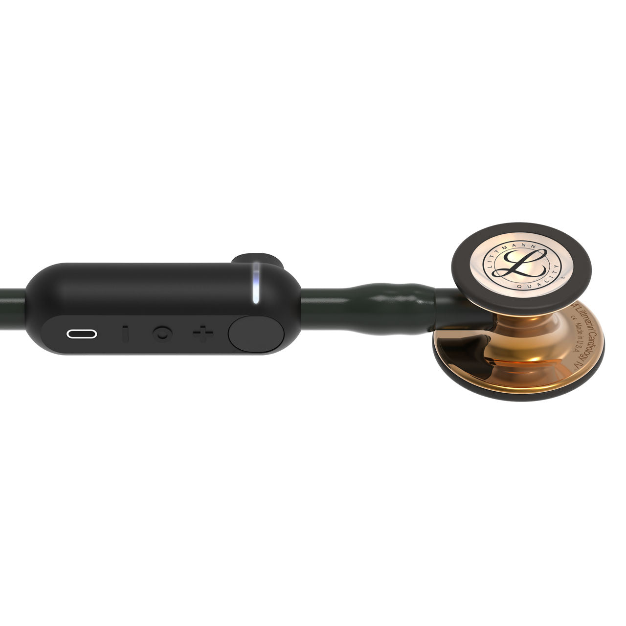 Estetoscopio Digital Littmann CORE, 8870, Tubo negro, Acabado tubo estandar, Campana cobre alto brillo