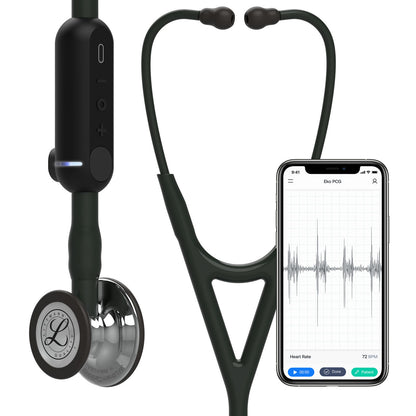 Estetoscopio Littmann CORE Digital, 8890, Tubo negro, Acabado tubo estandar, Campana espejo