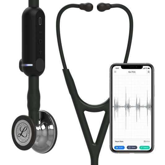 Estetoscopio Littmann CORE Digital, 8890, Tubo negro, Acabado tubo estandar, Campana espejo