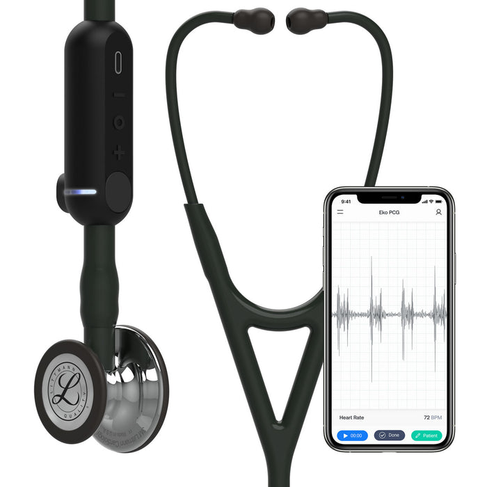 Estetoscopio Littmann CORE Digital, 8890, Tubo negro, Acabado tubo estandar, Campana espejo