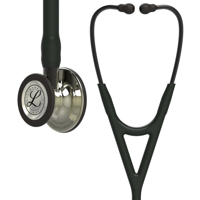 Estetoscopio Littmann Cardiology IV, 6179, Tubo negro, Acabado tubo estandar, Campana champaña alto brillo, Vástago ahumado