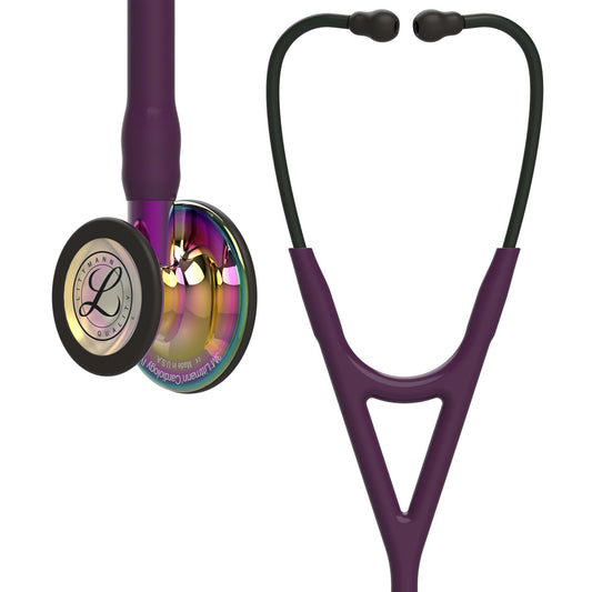 Estetoscopio Littmann Cardiology IV, 6239, Tubo ciruela, Acabado tubo estandar, Campana arcoiris alto brillo, Vástago violeta, Auriculares negro