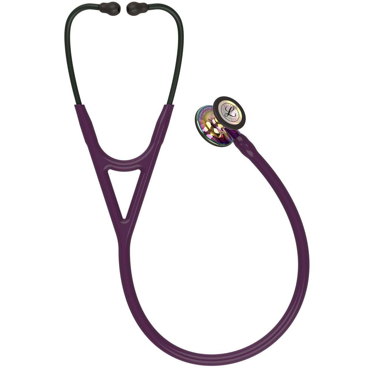 Estetoscopio Littmann Cardiology IV, 6239, Tubo ciruela, Acabado tubo estandar, Campana arcoiris alto brillo, Vástago violeta, Auriculares negro
